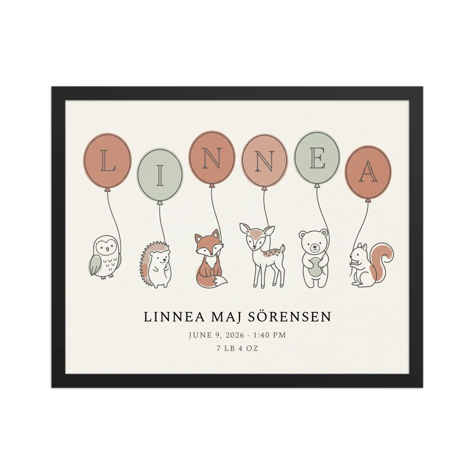 Boho Woodland Nursery Name Art — example