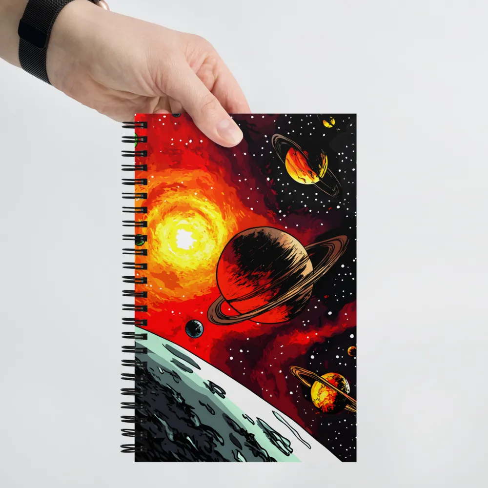 Ringed Planets in a Fiery Nebula 
 Spiral Notebook | 140 pages