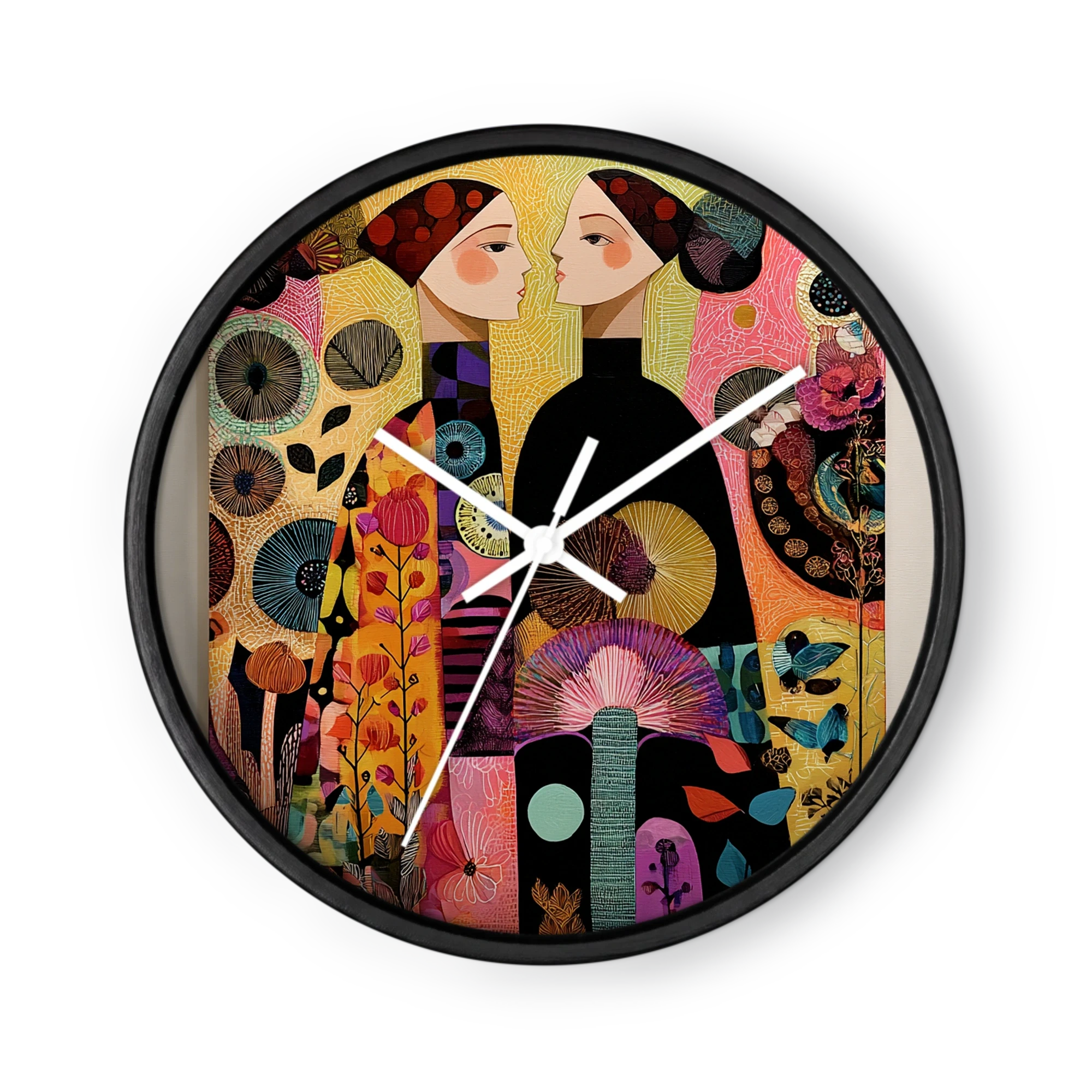 Enchanted Folk Mosaic Wall Clocks — Magenta, Teal And Marigold