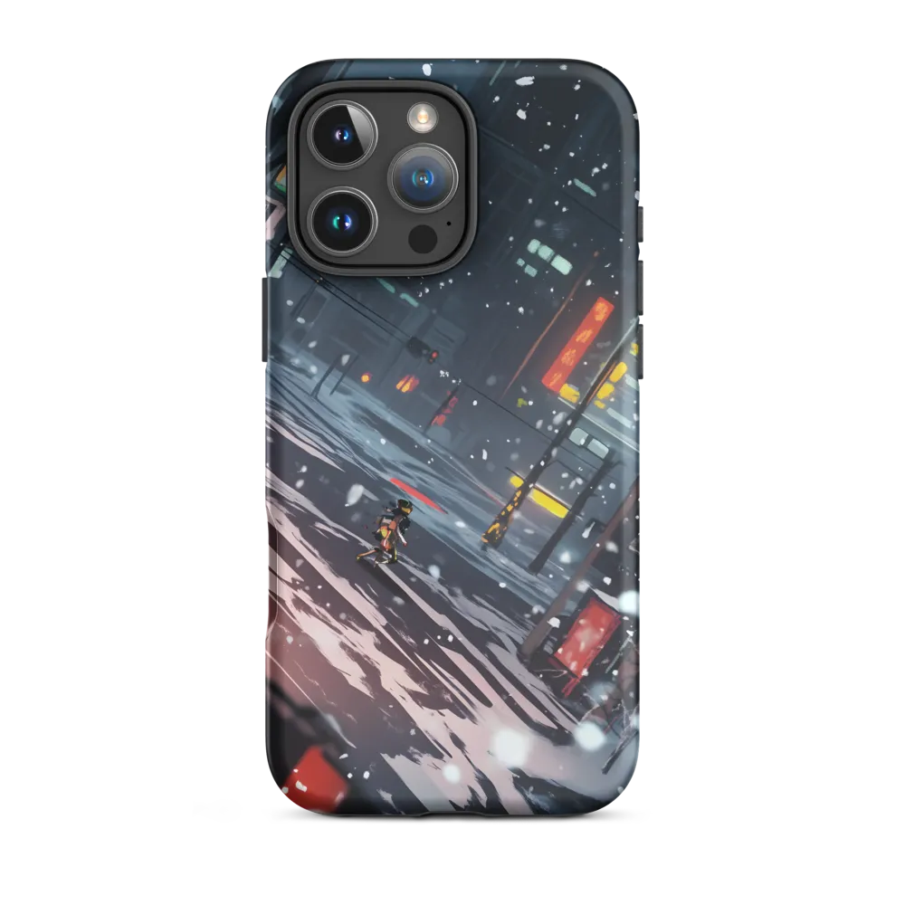 Futuristic Snowy Cityscape Illustration | Phone Case