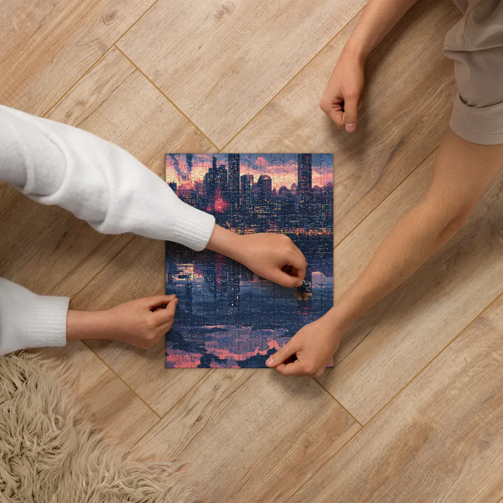 Twilight Pixel Cityscape 
 Jigsaw Puzzle