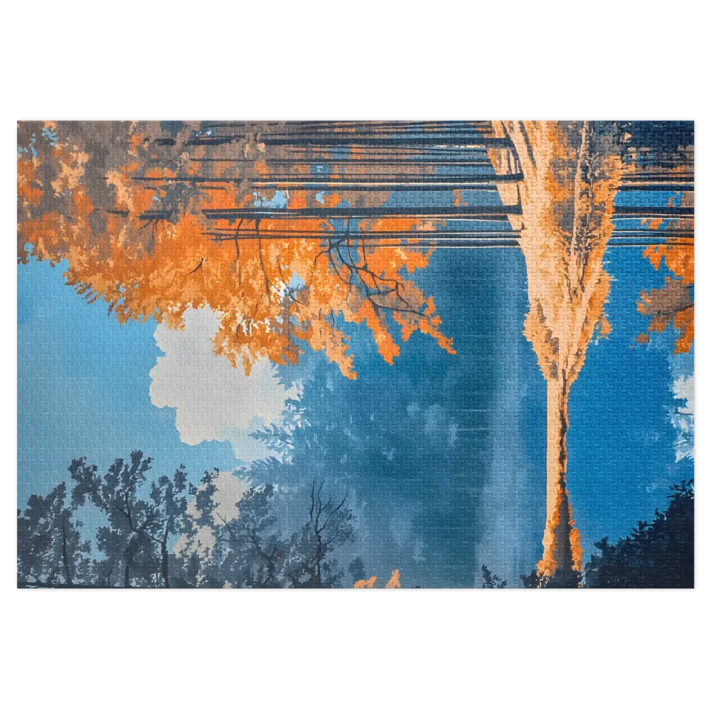 Autumn's Reflective Embrace 
 Jigsaw Puzzle in Tin Box