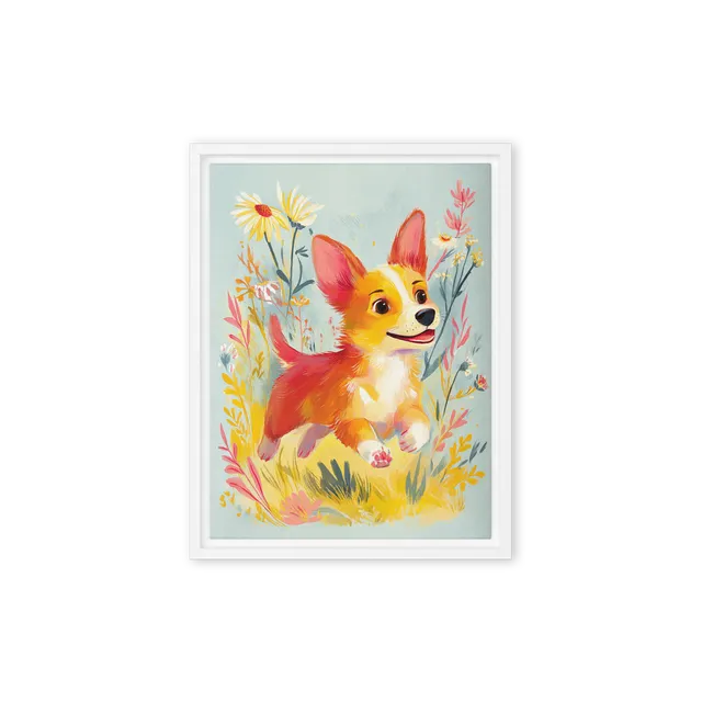 Playful Corgi Meadow | Art Print