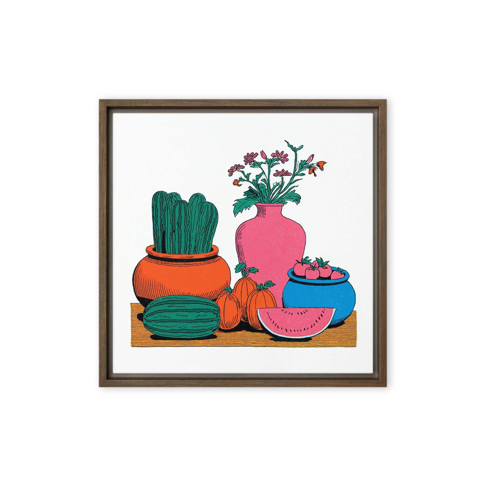 Cactus and Watermelon Still Life | Art Print