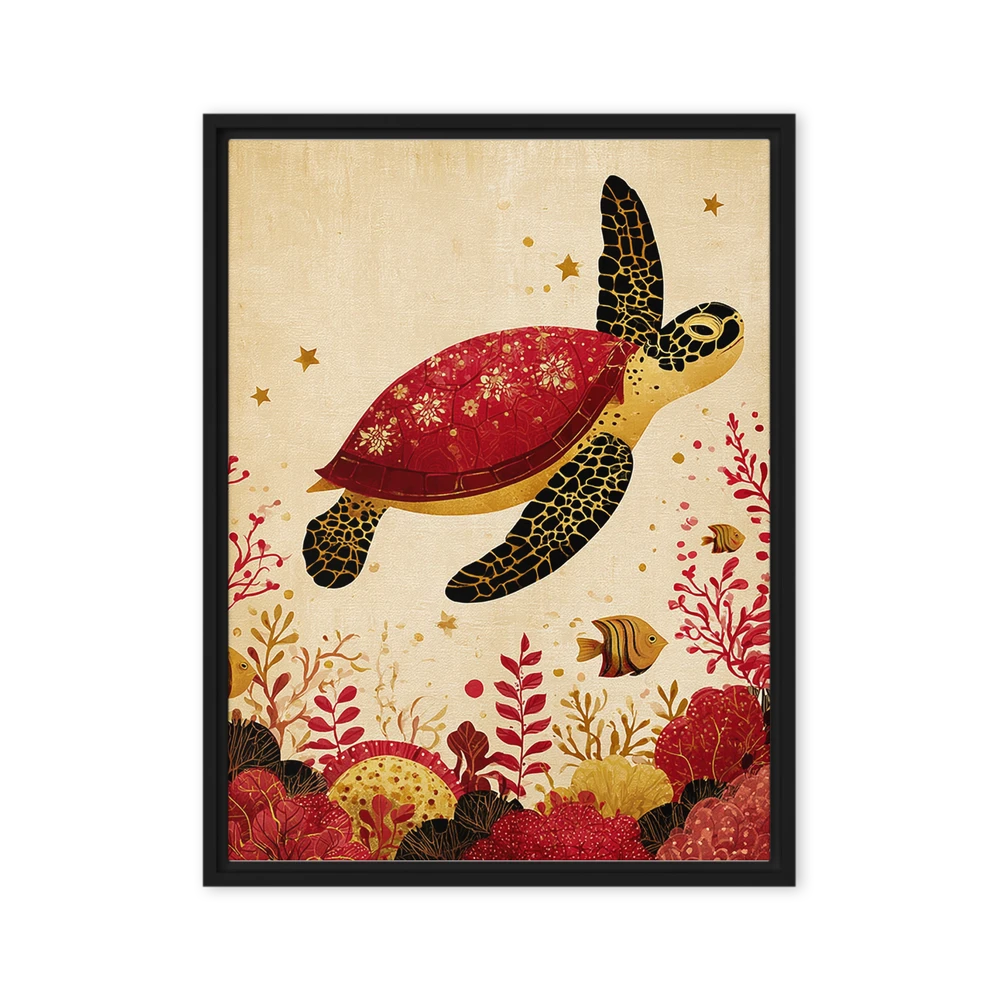 Red and Gold Sea Turtle | Art Print
