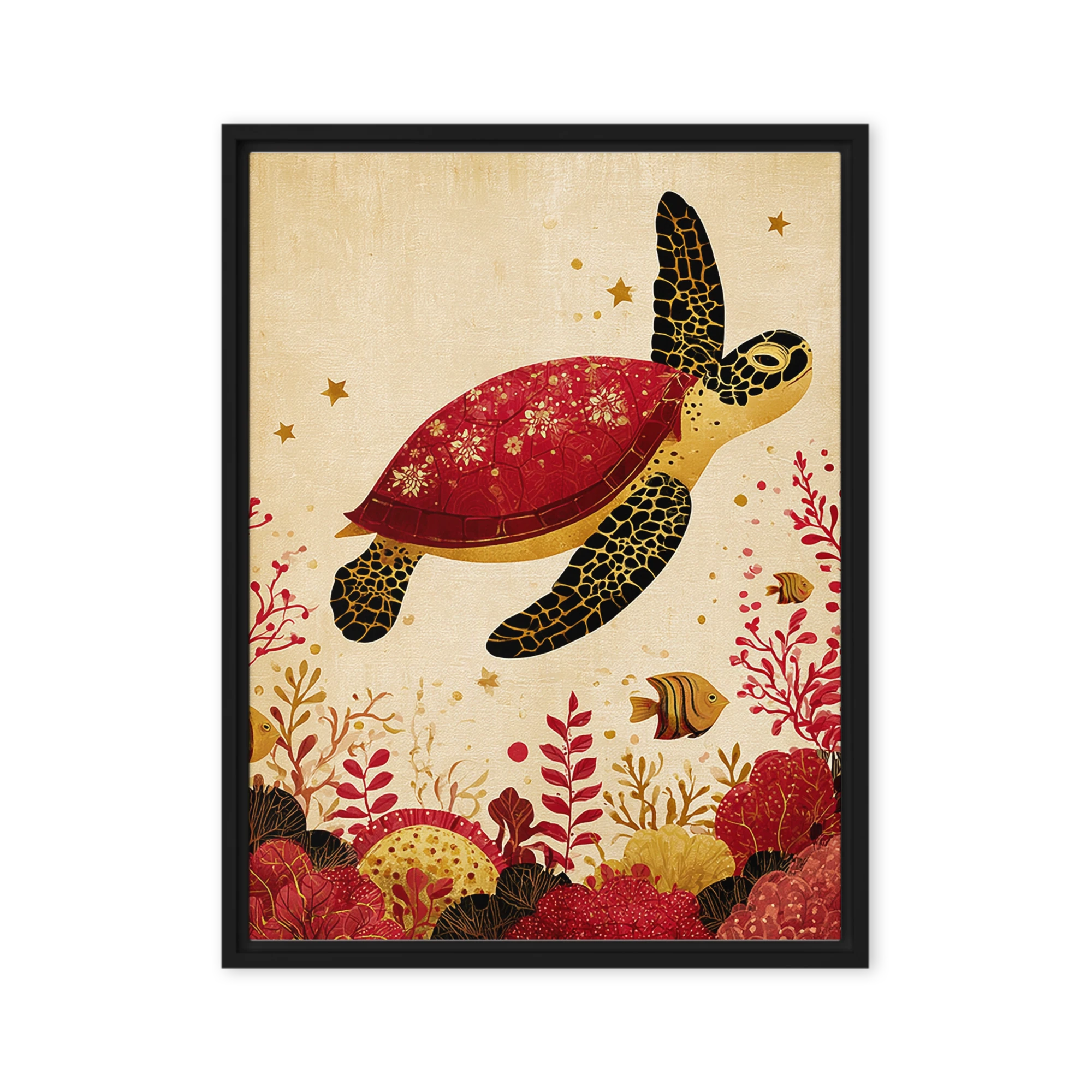 Red and Gold Sea Turtle | Art Print