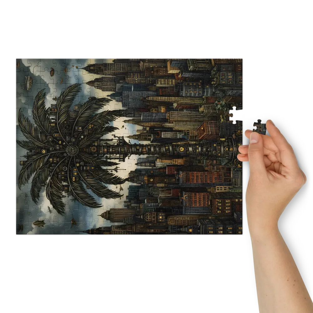Clockwork Palm Over Metropolis | Jigsaw Puzzles
