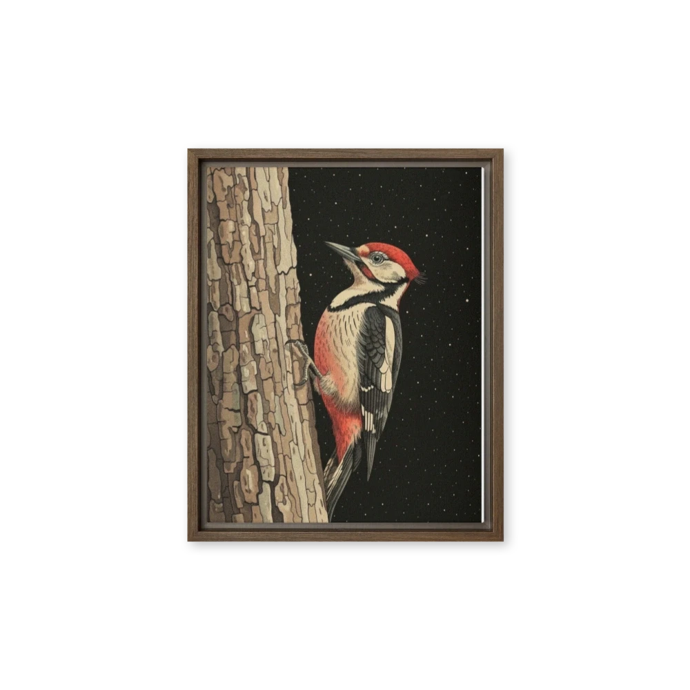 Woodpecker on Bark