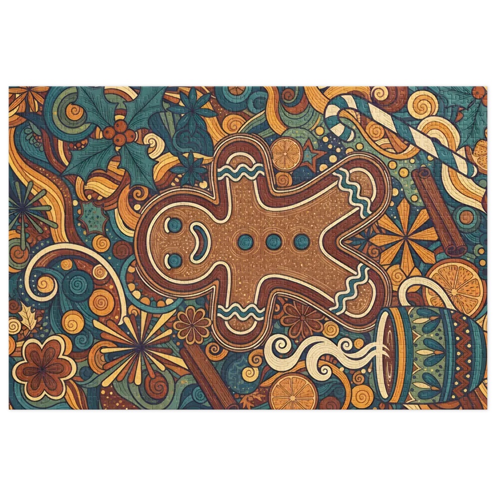 Gingerbread Cookie Pattern 
 Jigsaw Puzzle in Tin Box