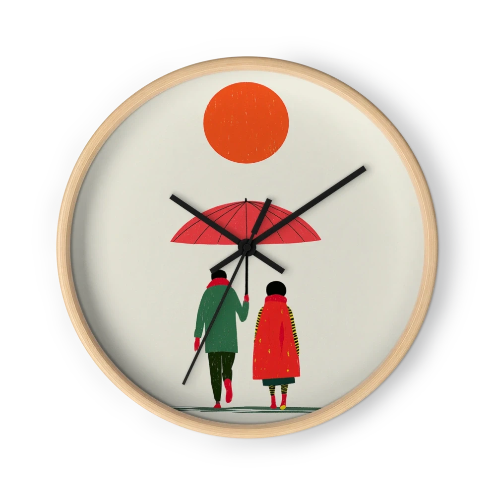 Cozy Woodland Folk Wall Clocks — Vermilion & Pine Green