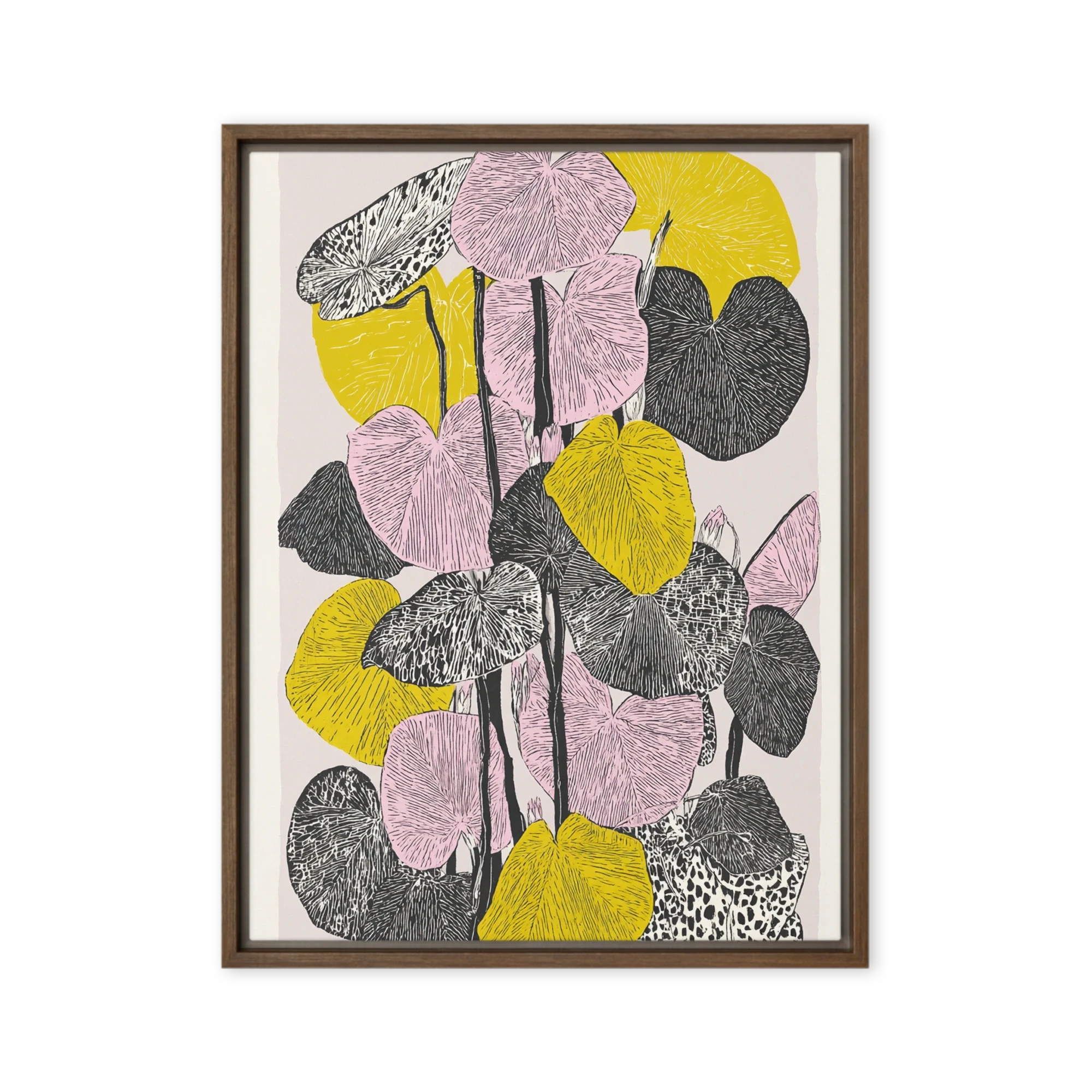 Pink and Yellow Botanical Leaves