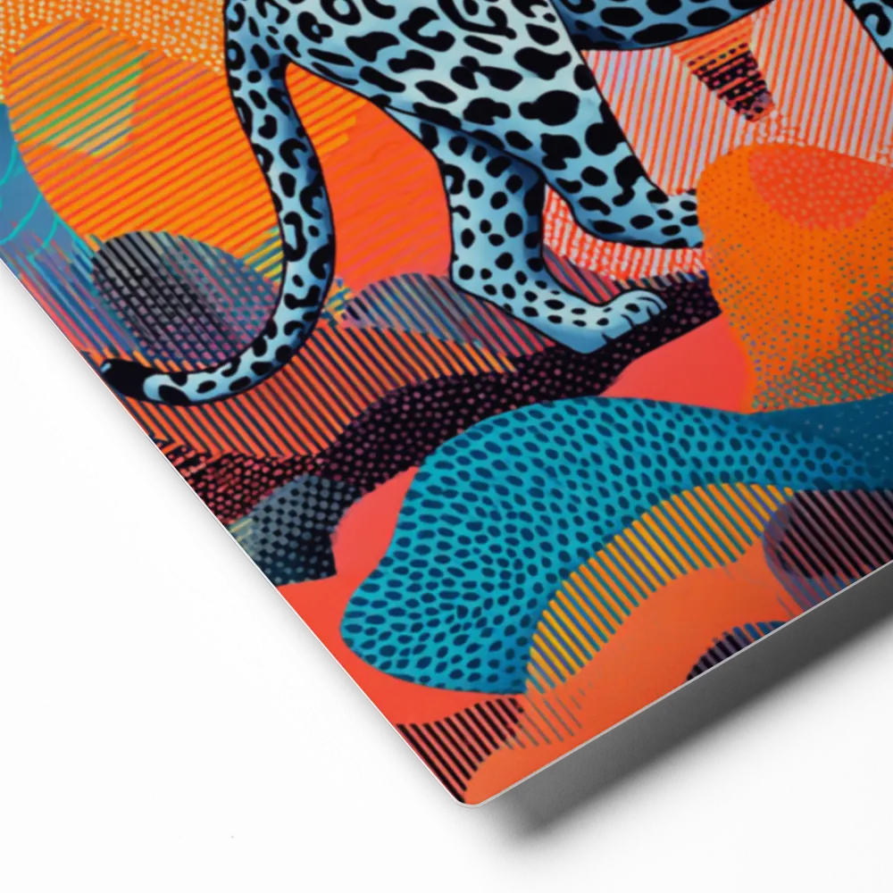 The Neon Leopard 
 Canvas with White Frame