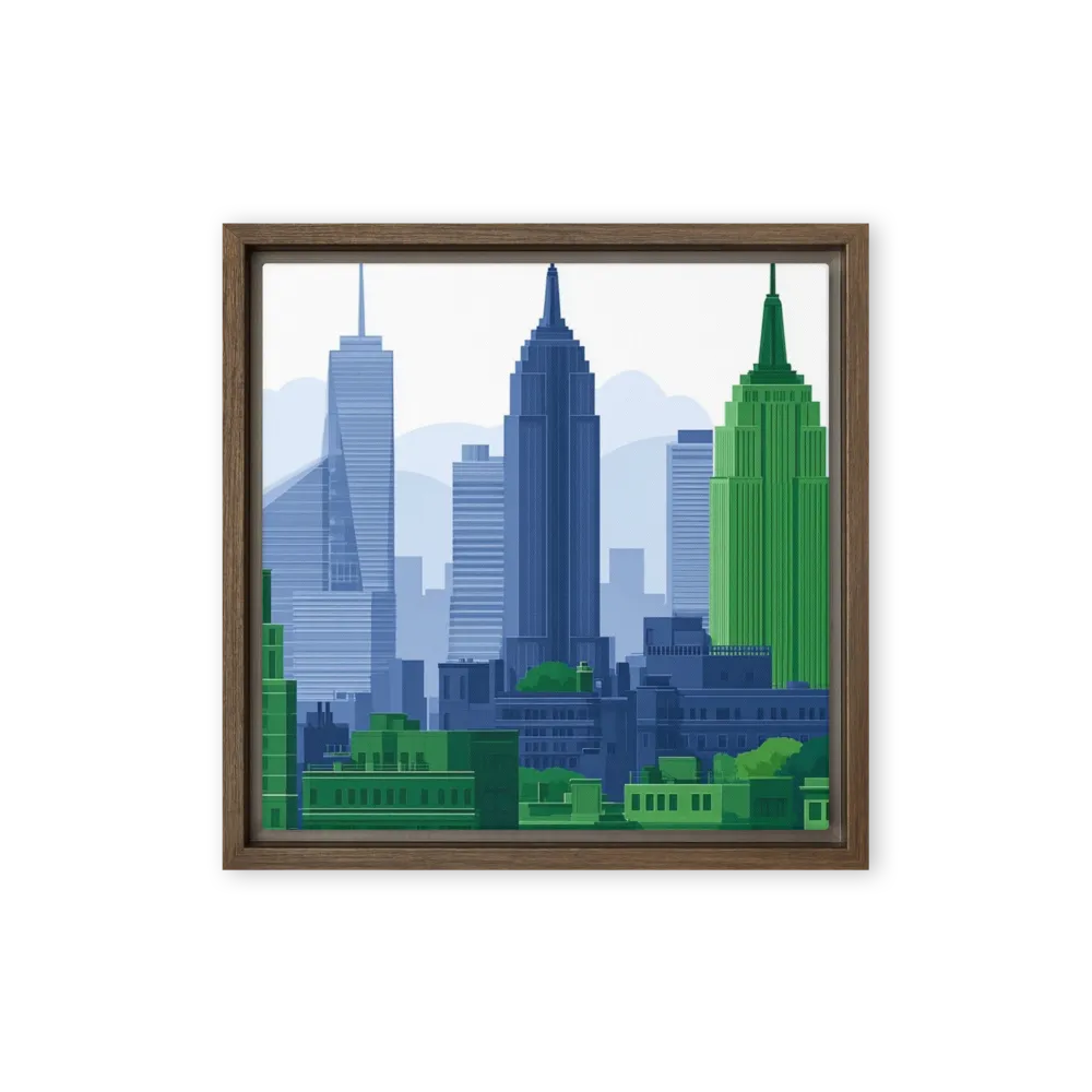 Emerald and Indigo Skyline 
 Poster with White Frame | 18″x 18″