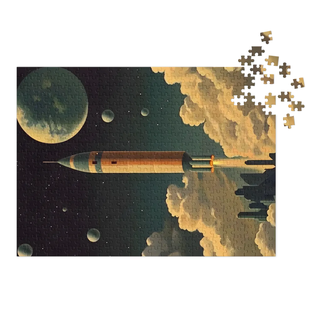 Rocket Launch in Starry Sky