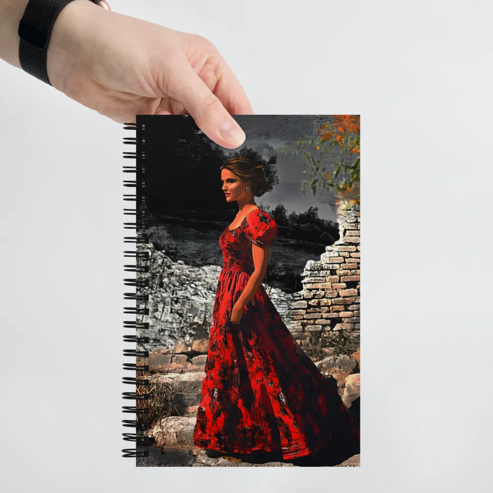 Woman in Red at Ruins 
 Spiral Notebook | 140 pages