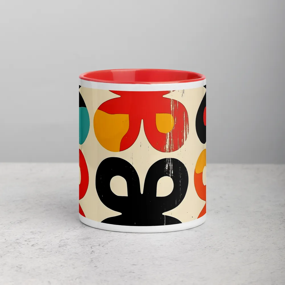 Abstract Clover Grid 
 Mug with Red inside