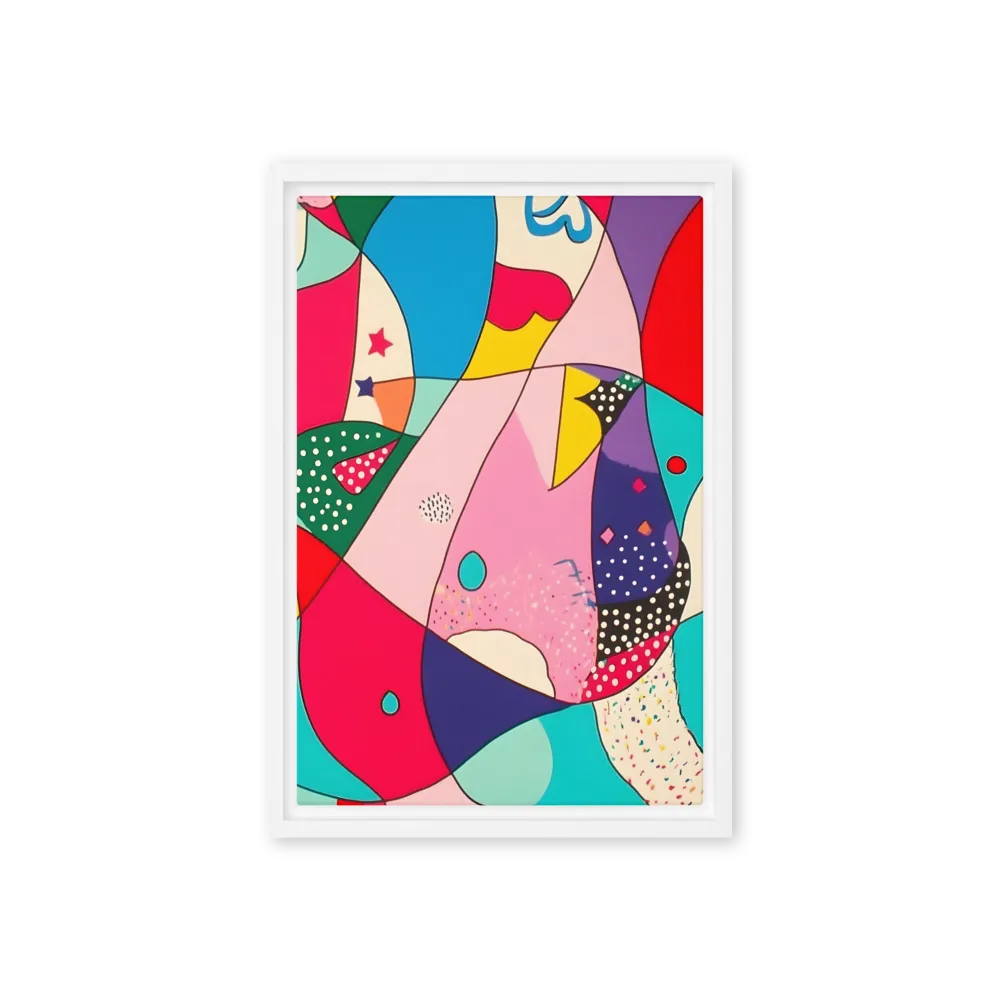 Playful Abstract Composition 
 Canvas with Brown Frame