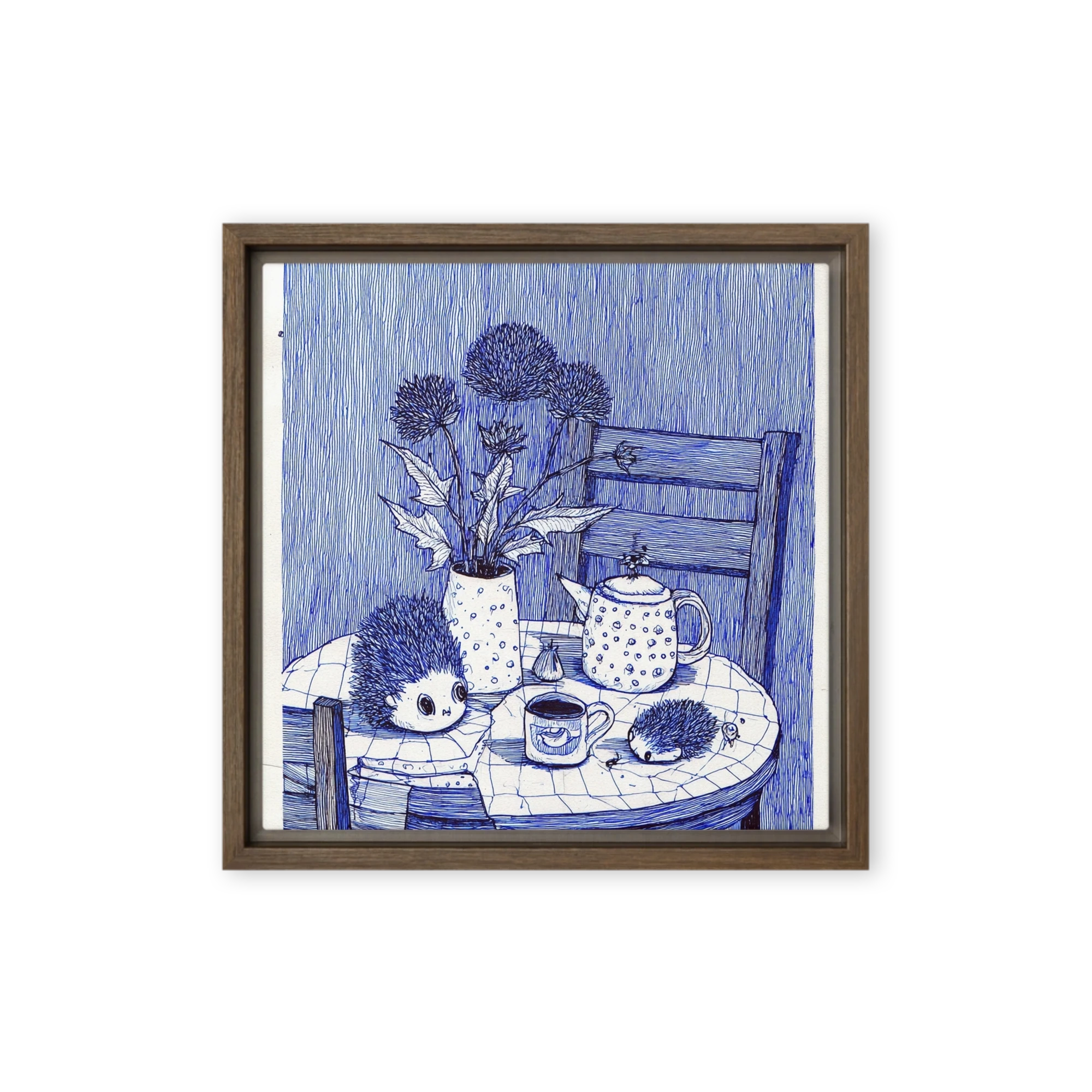 Blue Hedgehog Tea Still Life | Art Print