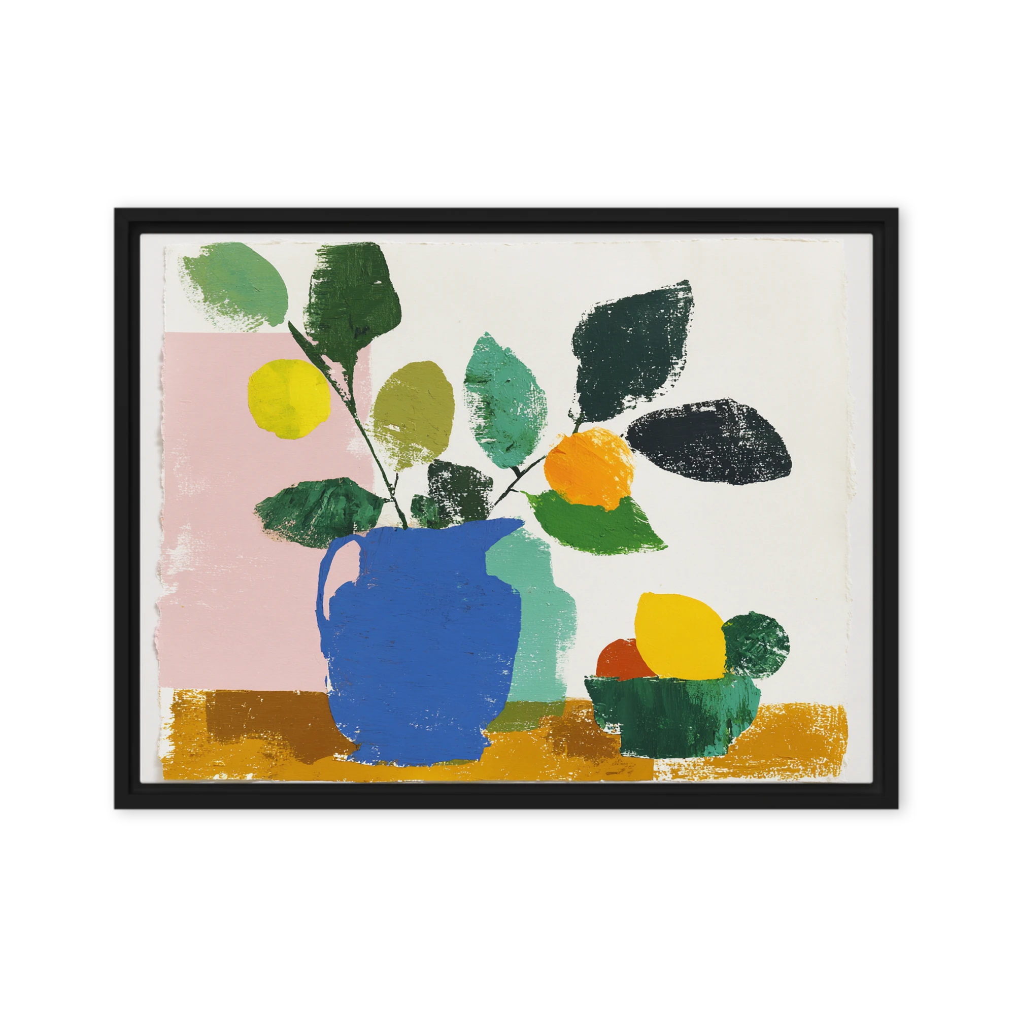 Blue Pitcher and Lemons | Art Print