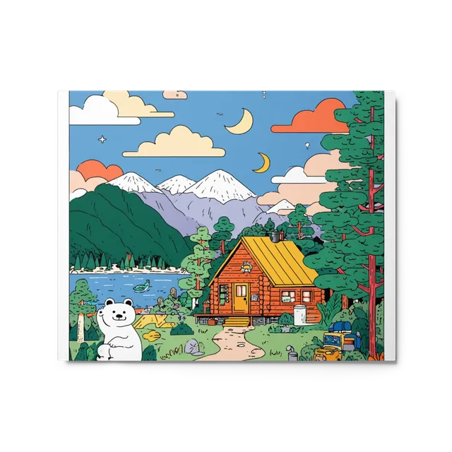 Whimsical Lakeside Cabin Adventure | Art Print