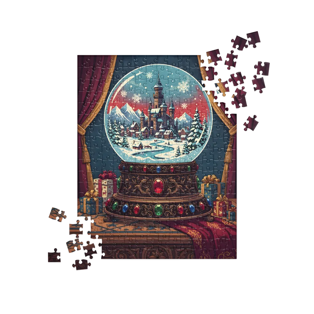 Winter Castle Snow Globe 
 Jigsaw Puzzle in Tin Box