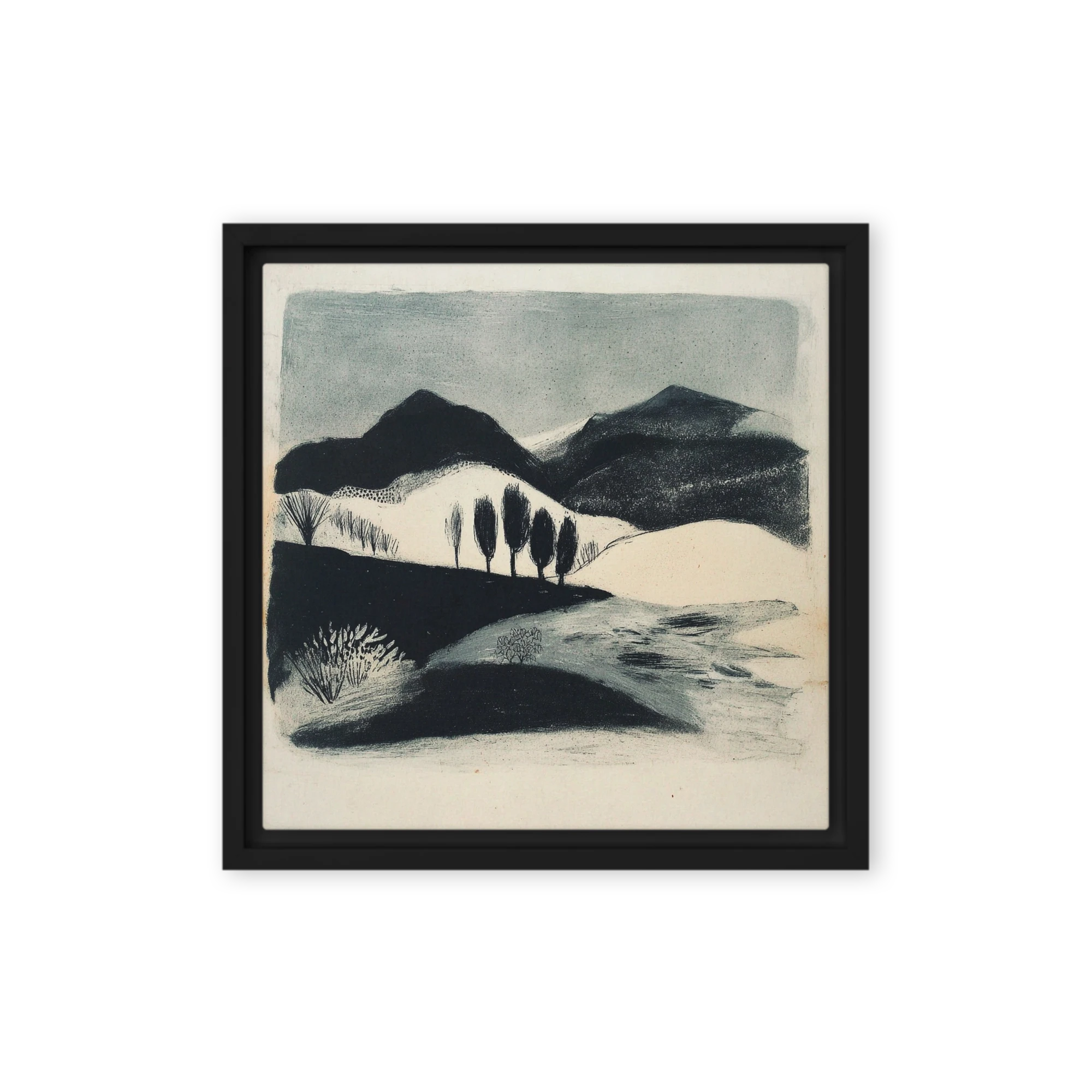 Monochrome Mountain Landscape Print | Art Print