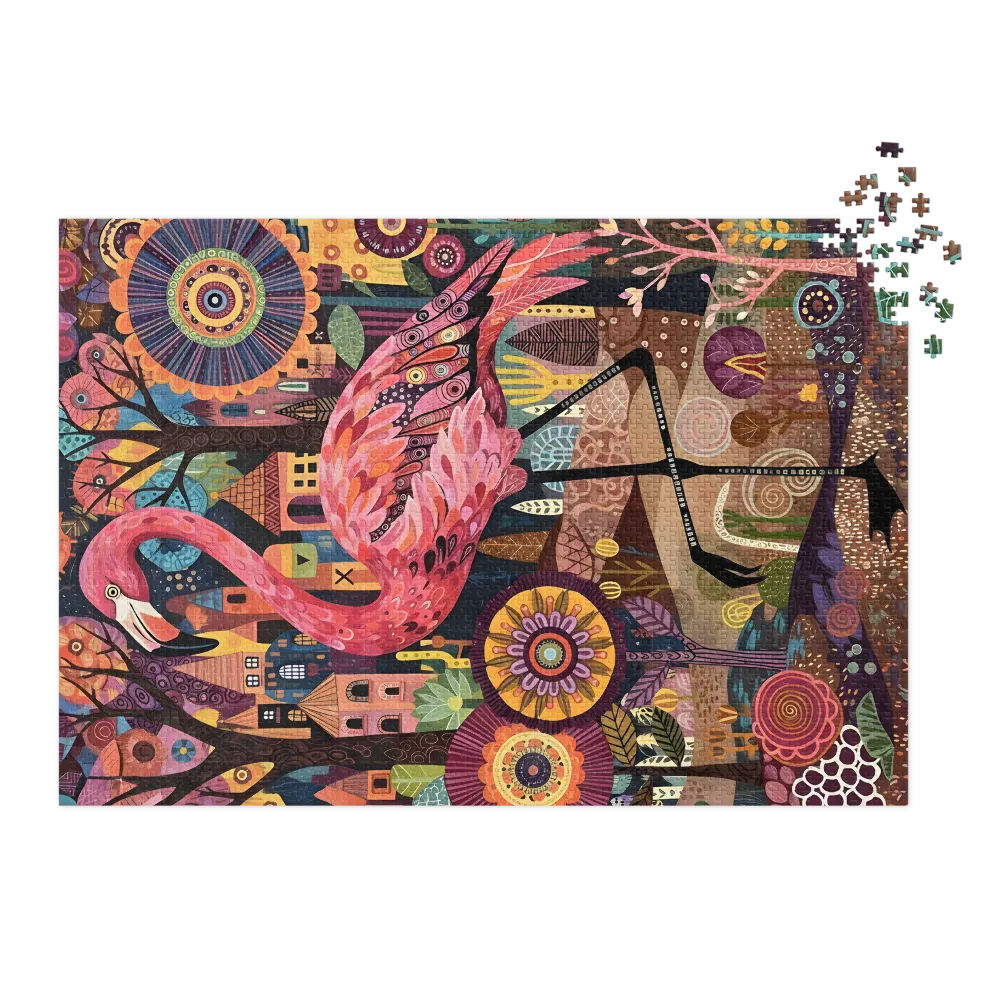Pink Flamingo Garden | Jigsaw Puzzles