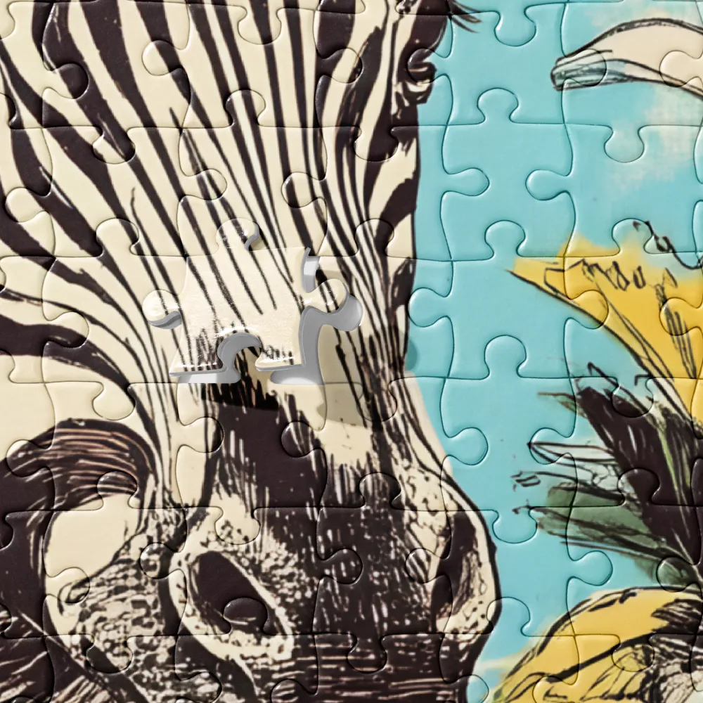 Tropical Zebra & Bird Illustration 
 Jigsaw Puzzle