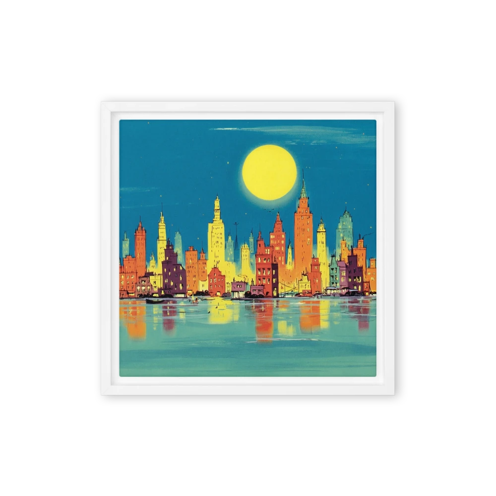 Mid-Century Moonlit City | Art Print
