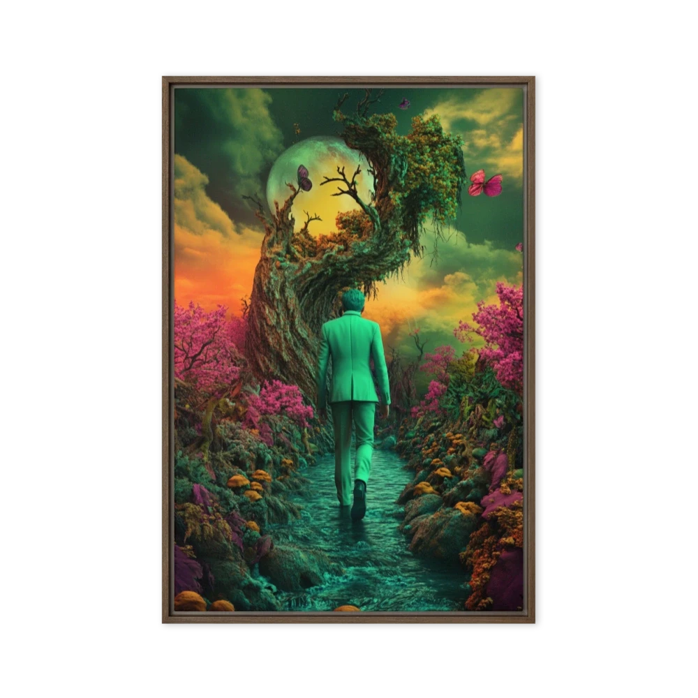 Surreal Landscape with Man and Flowers