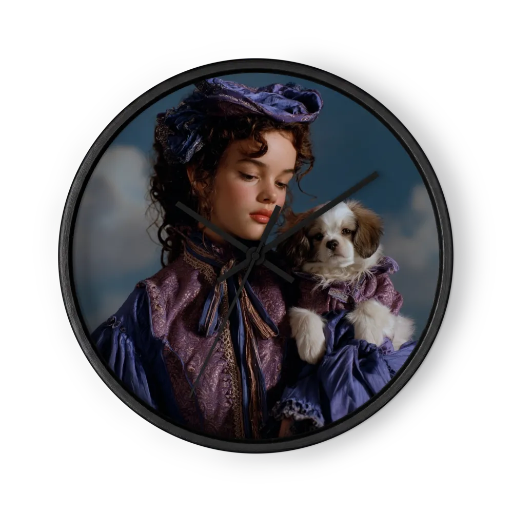 Victorian Girl with Dog | Wall Clock