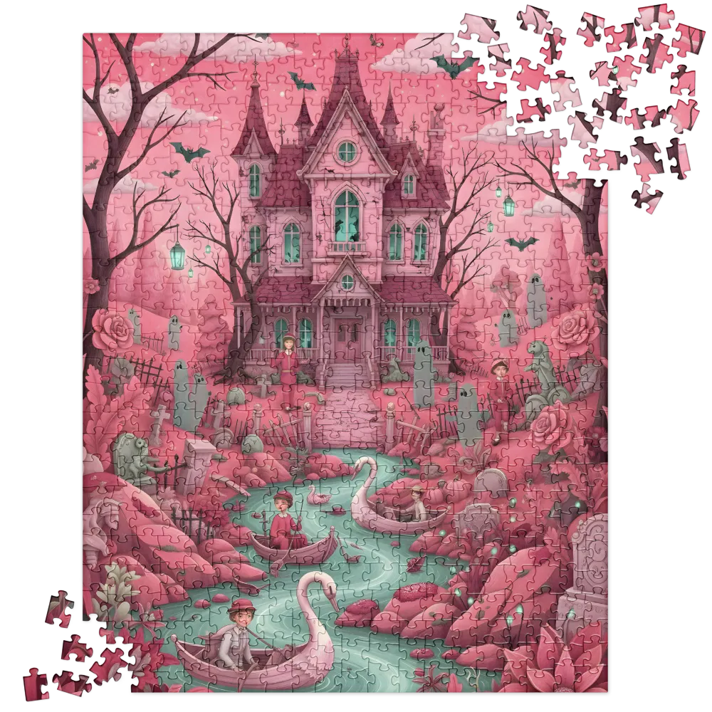 Whimsical Haunted Mansion 
 Jigsaw Puzzle in Tin Box