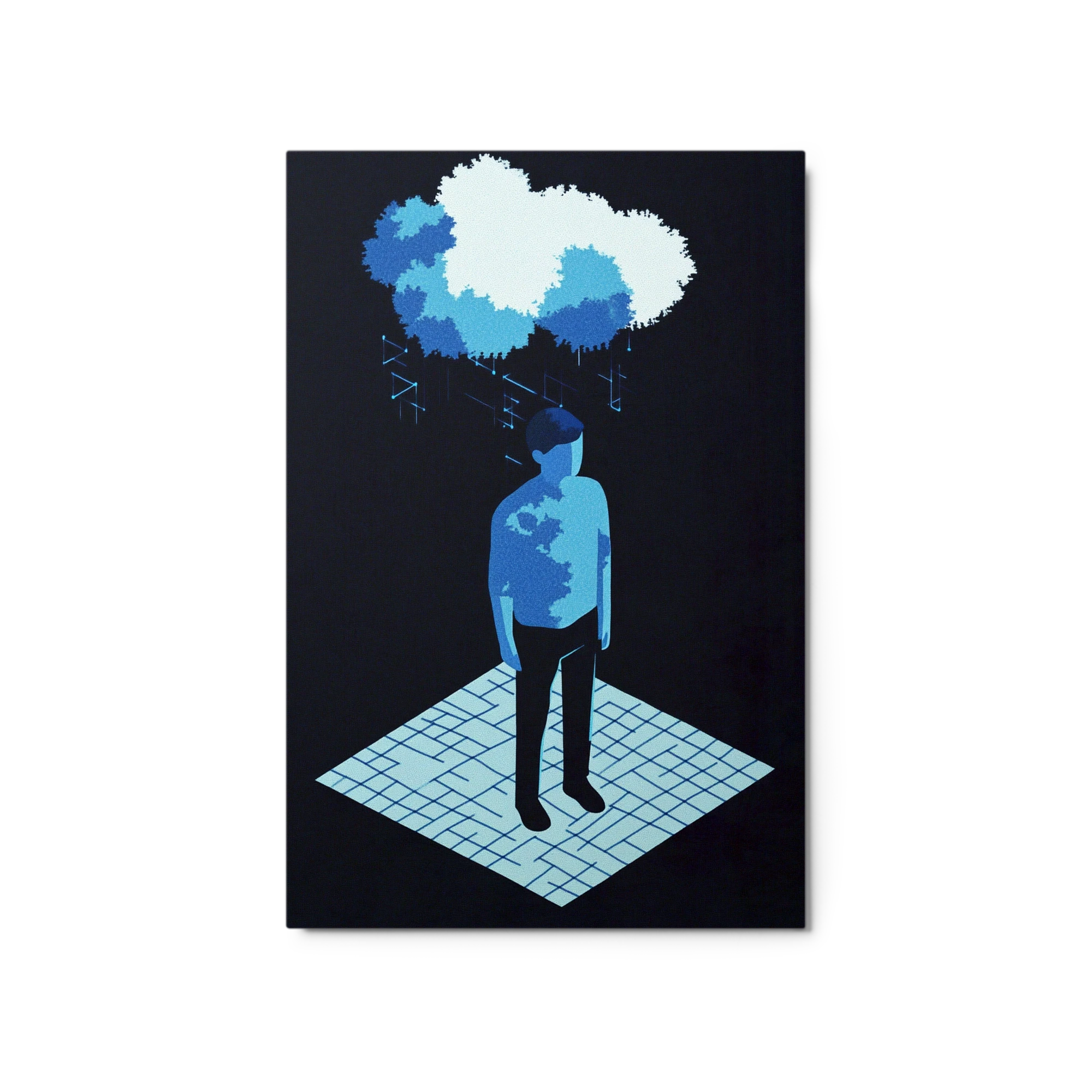 Minimalist Blue Cloud Portrait