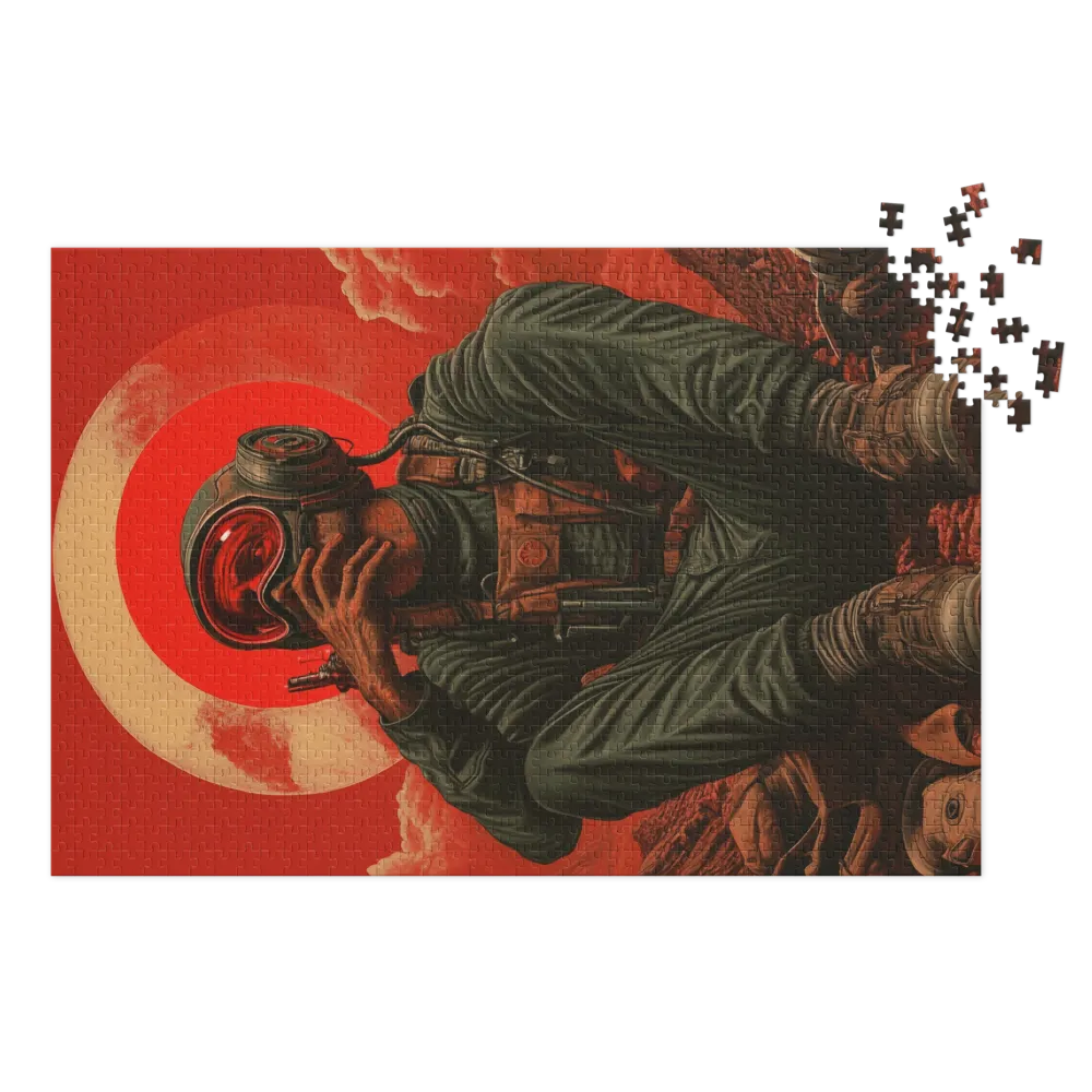 Contemplative Astronaut in Red Landscape | Jigsaw Puzzle (252/520 pieces)