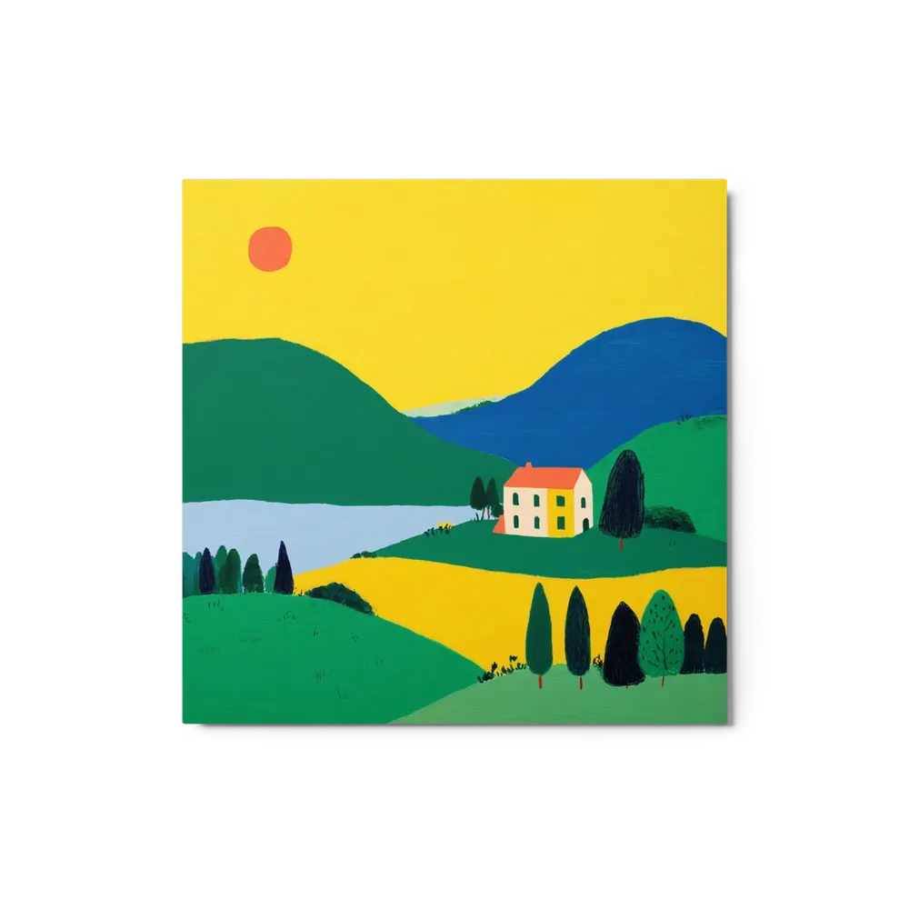 Yellow Hills and Cottage | Art Print