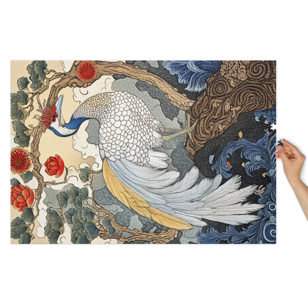 Majestic Peacock with Flowers | Jigsaw Puzzle (252/520 pieces)