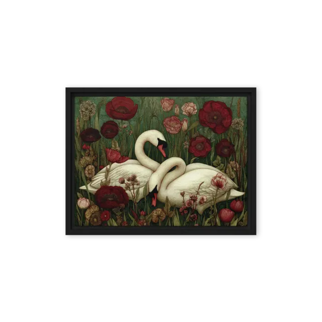 Swans in Poppy Field | Art Print
