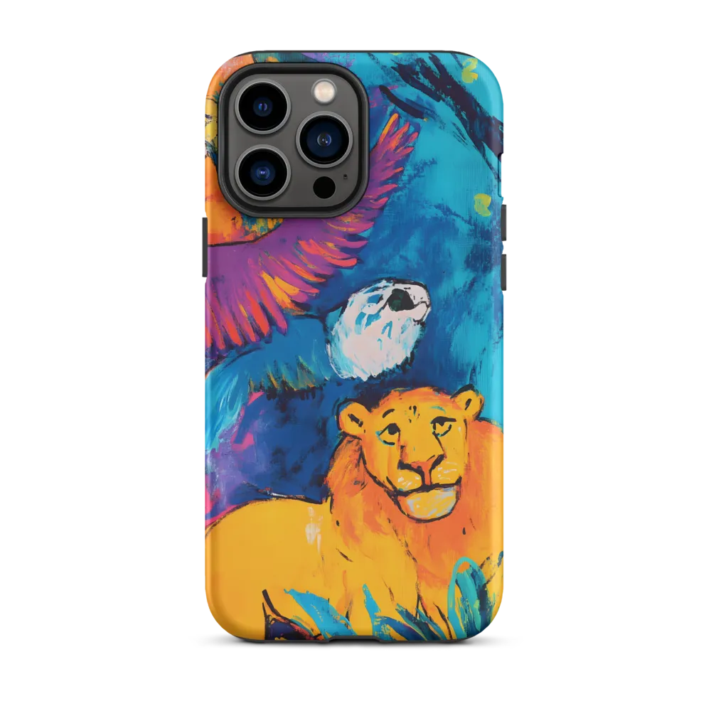 Vibrant Lion and Birds Painting | Phone Case