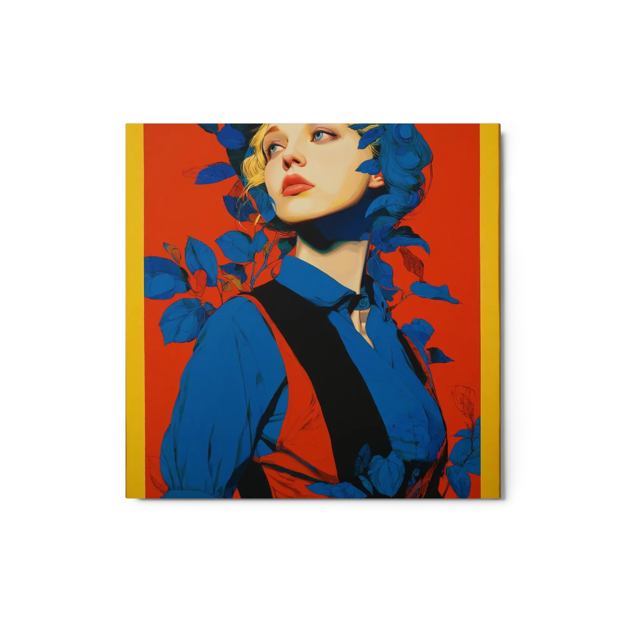 Blue Leaves and Crimson Sky