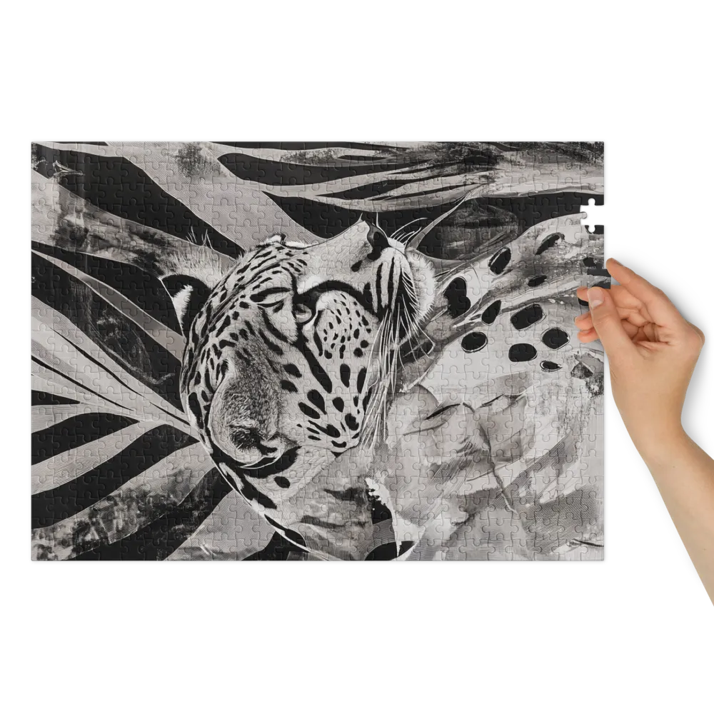 Leopardo da Selva Monocromático 
 Puzzle em caixa de metal