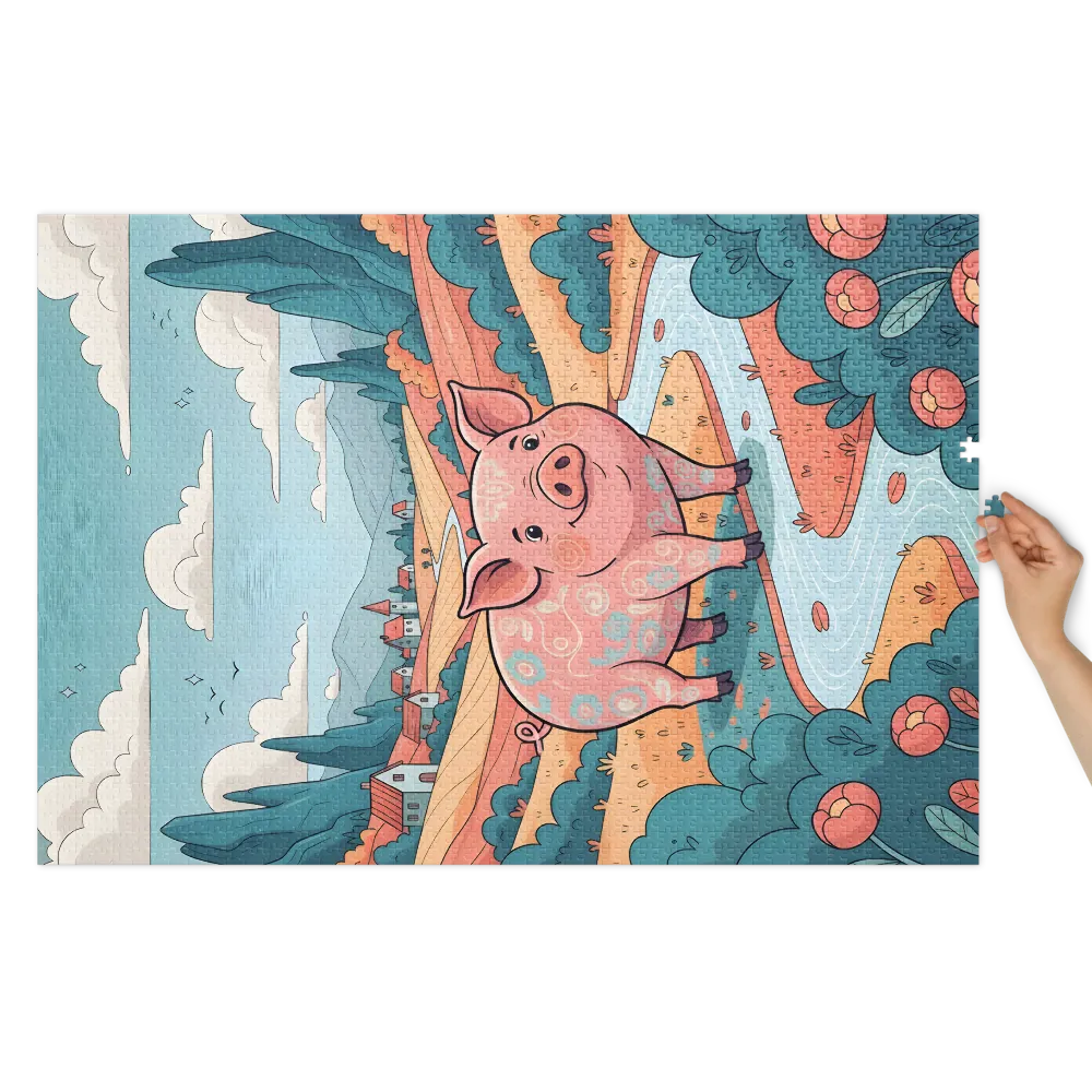 Pastel Meadow Pig | Jigsaw Puzzles