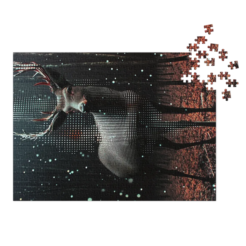 Fragmented Forest Stag 
 Jigsaw Puzzle in Tin Box