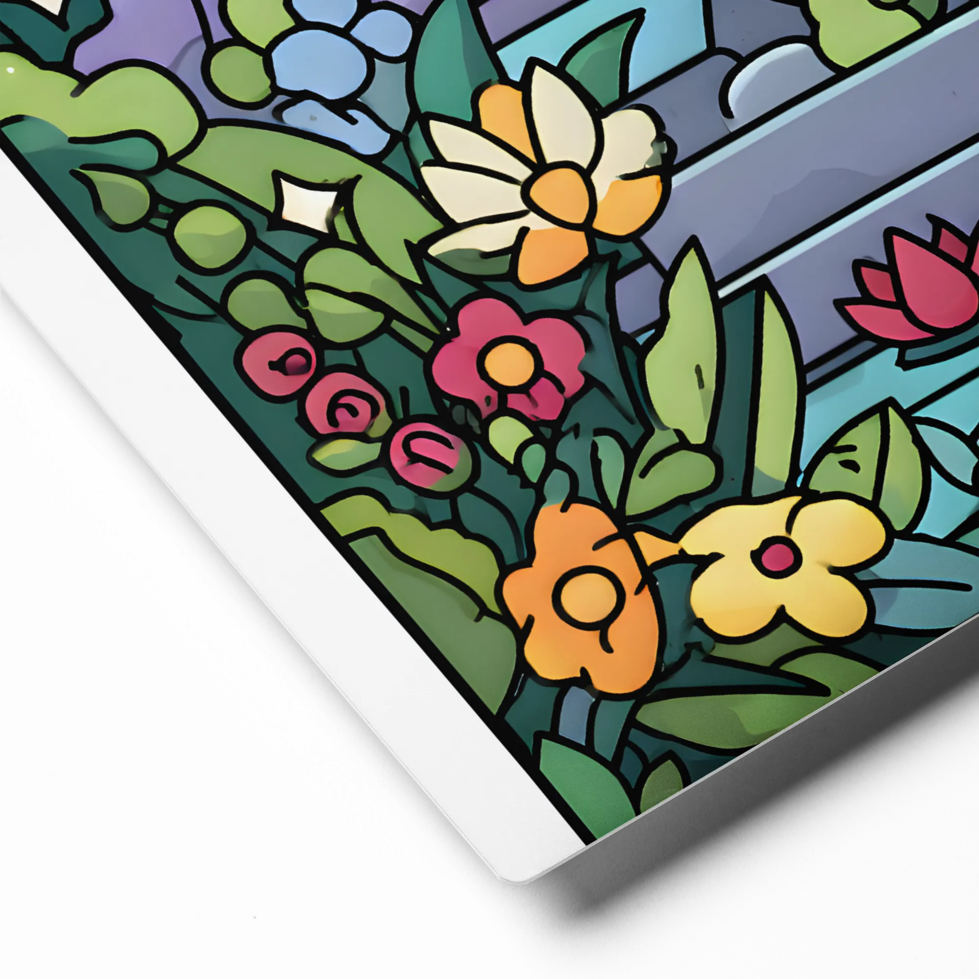 Whimsical Stained Glass Garden 
 Canvas | 8″x 8″