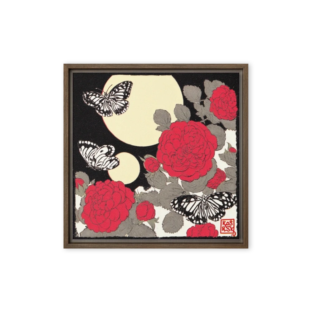 Moonlit Roses and Butterflies
