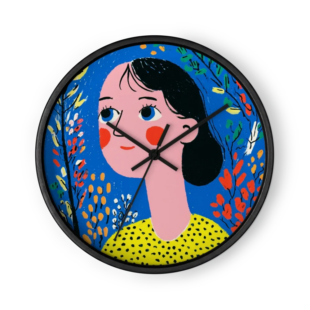 Woman Among Wildflowers | Wall Clock
