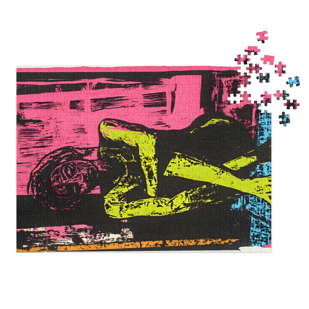 Seated Figure Linocut 
 Jigsaw Puzzle in Tin Box