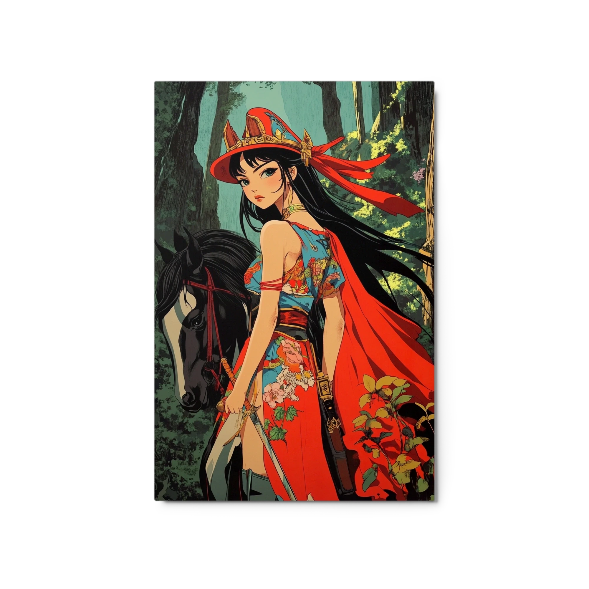 Woman with Horse in Forest