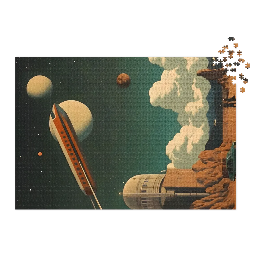Surreal Spaceship and Planets | Jigsaw Puzzle (252/520 pieces)