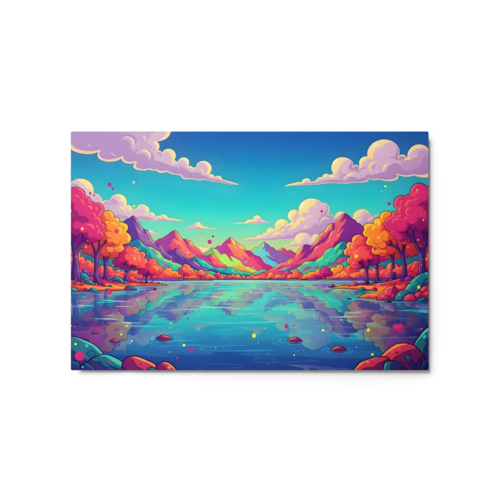 Whimsical Mountain Reflection 
 Canvas with White Frame