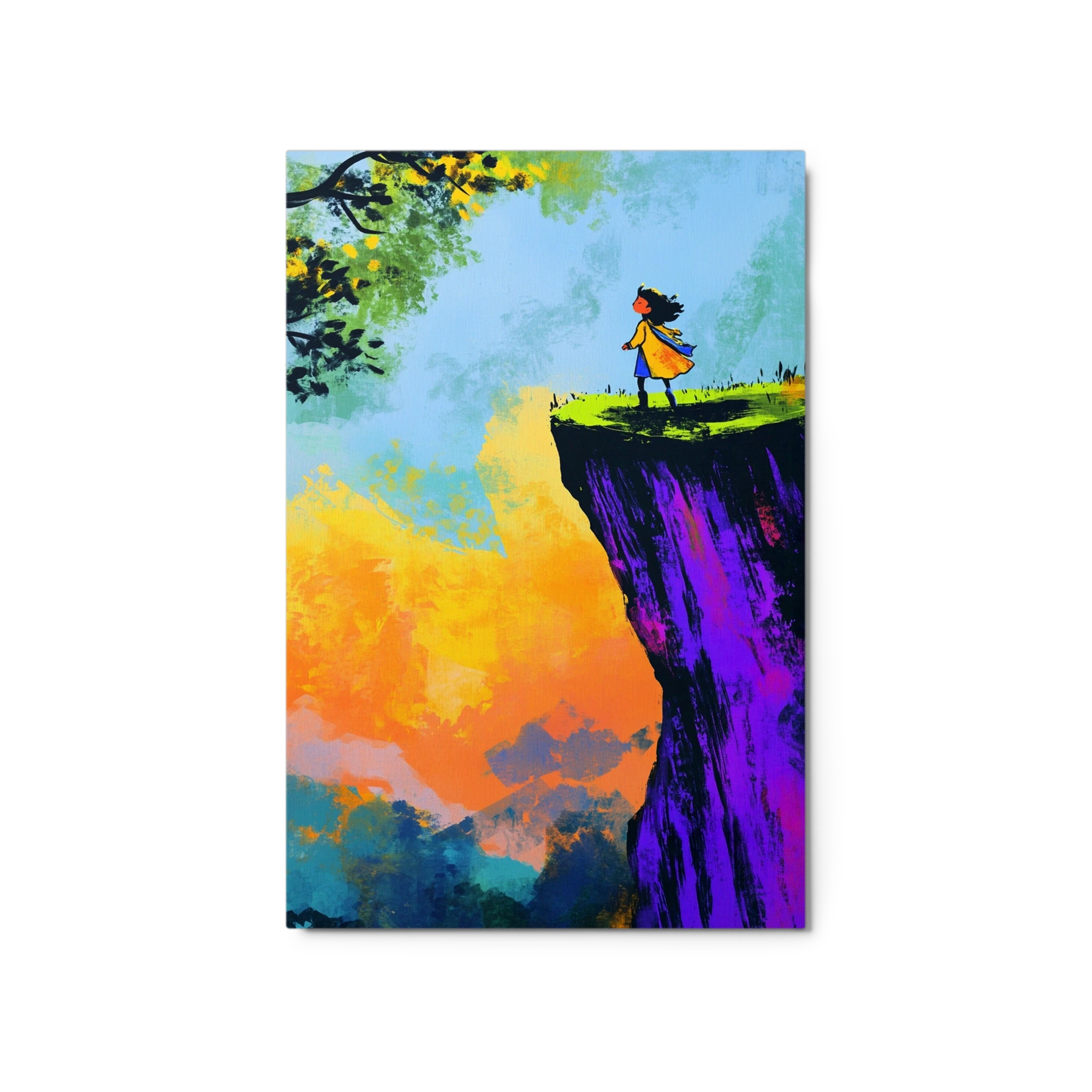 Girl on Cliff at Sunset